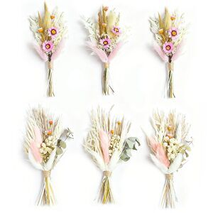 4464 Mini Dried Flower Bouquet Set of 6 Boho Wedding Decor Boutonniere